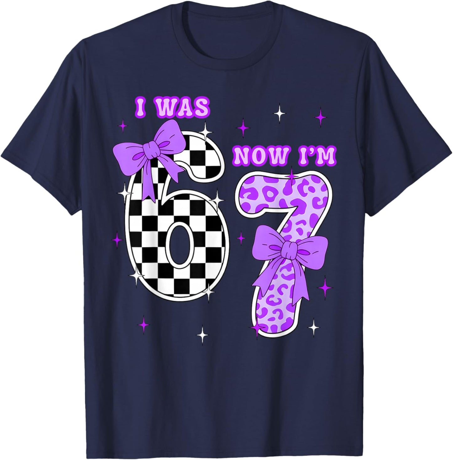 7th Birthday Girl Shirt I was 6 Now I’m 7 Shirt 7 Years Old T-Shirt - T-Shirt | Navy