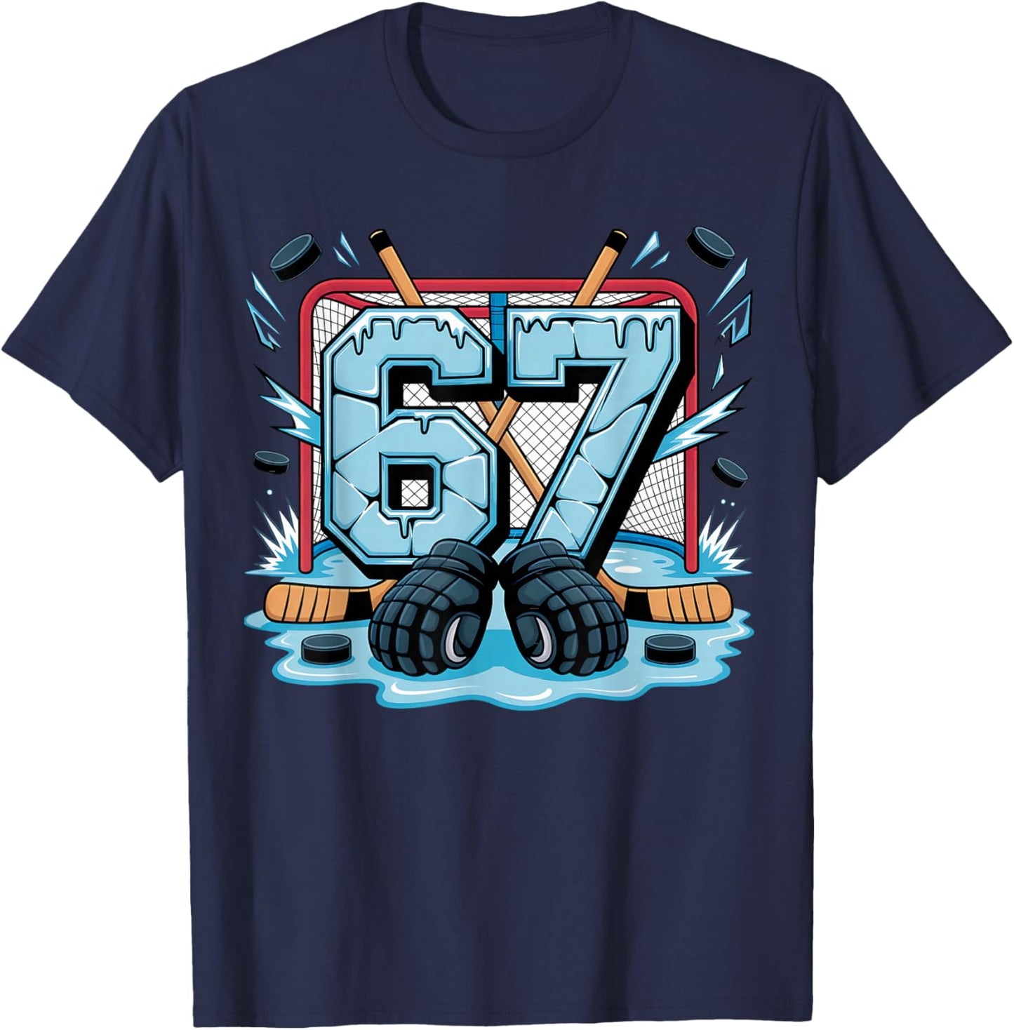 Number 67 Hockey Drip Meme Hockey Player T-Shirt - T-Shirt | Navy