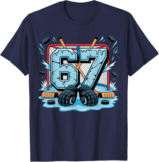 Number 67 Hockey Drip Meme Hockey Player T-Shirt - T-Shirt | Navy