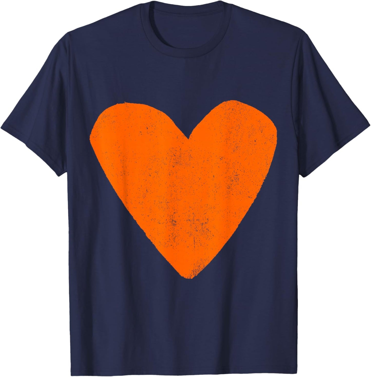 Love Heart Burnt Orange Color Gray T-Shirt - T-Shirt | Navy