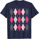 Preppy Plaid Argyle Stylish & Fun Faux Sweater Design T-Shirt - T-Shirt | Navy