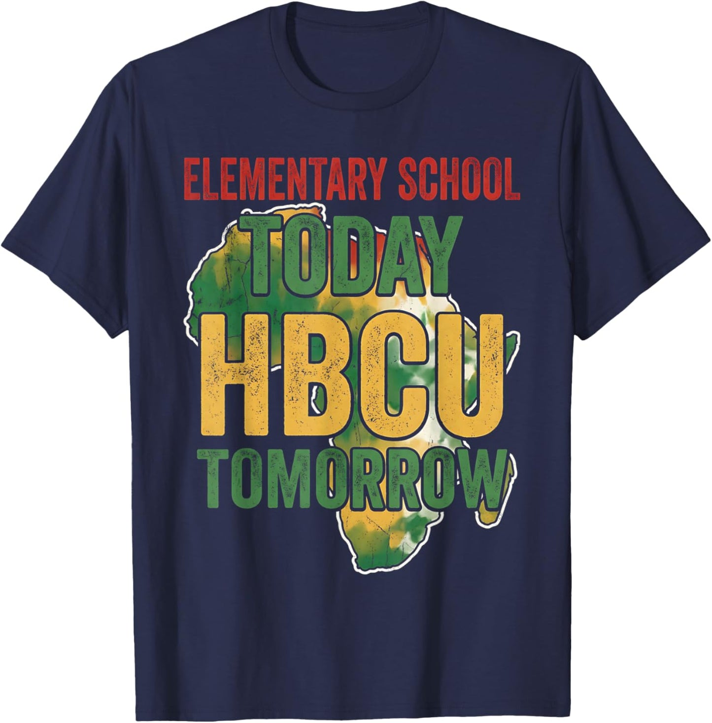Elementary School Today HBCU Tomorrow Africa Map Afro Kids T-Shirt - T-Shirt | Navy