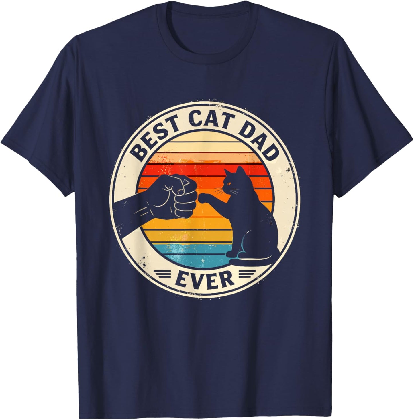 Retro Cat Dad Ever Cats Lovers , Women, and Kids T-Shirt - T-Shirt | Navy