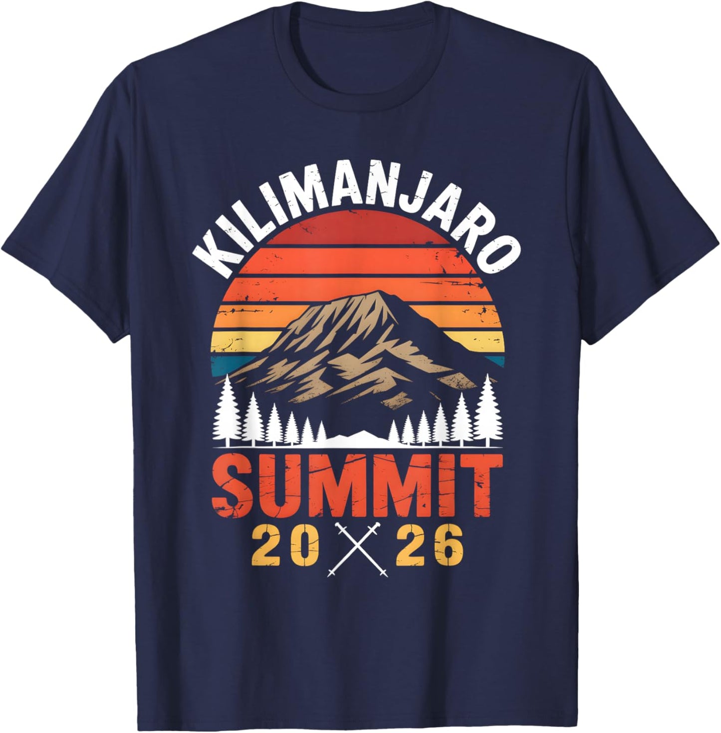 Kilimanjaro Summit 2026 Retro T-Shirt - T-Shirt | Navy
