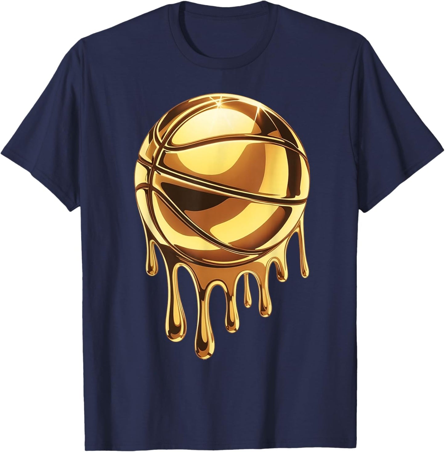 Gold Dripping Basketball Boys Respect The Drip Basketball T-Shirt - T-Shirt | Navy