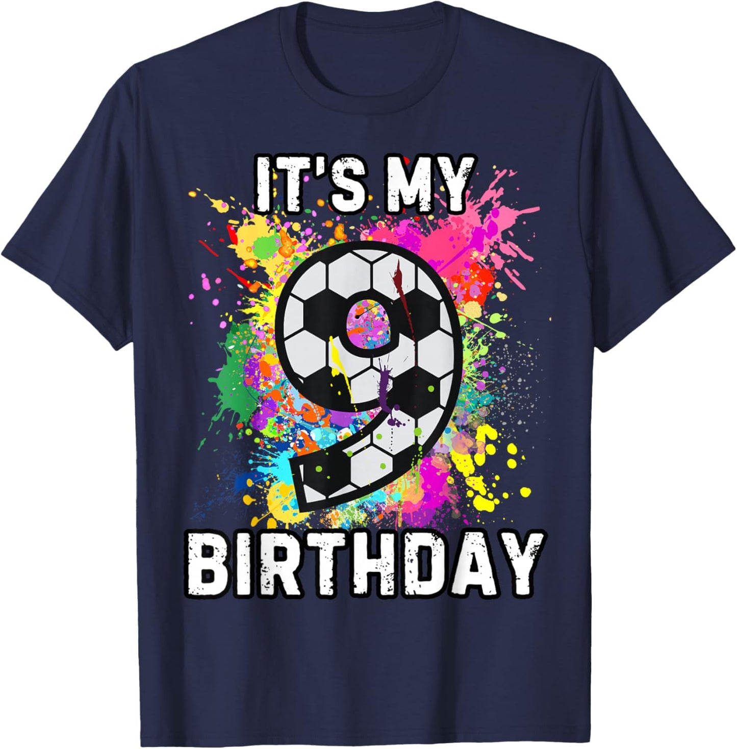 Soccer Birthday 9 T-Shirt - T-Shirt | Navy