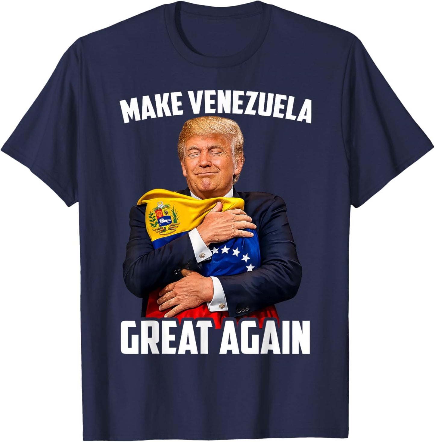 American Venezuela Flag Support Freedom Equality Venezuelan T-Shirt - T-Shirt | Navy