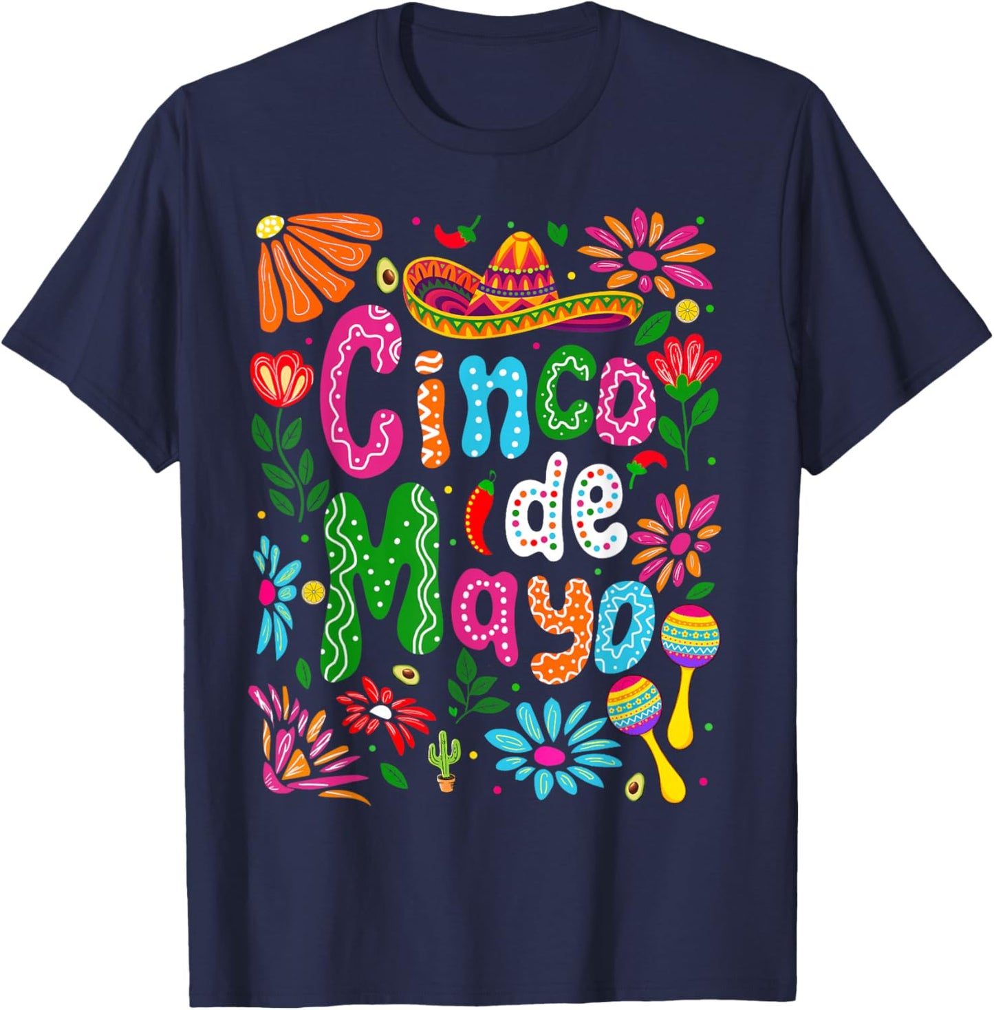 Let's Fiesta Cinco De Mayo Shirts Men Women Kids Mexican T-Shirt - T-Shirt | Navy