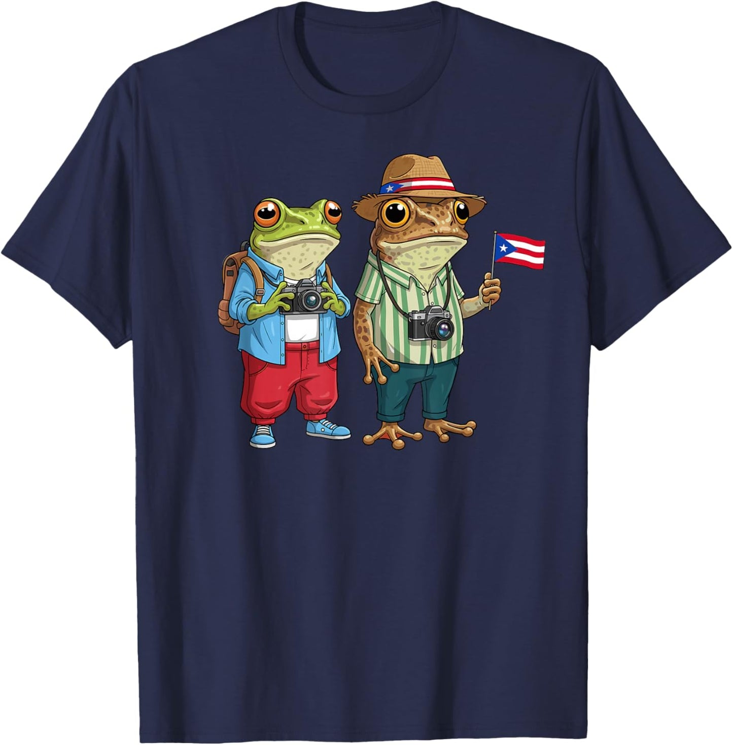 Rican Sapo Concho Coqui Frog Funny Puerto Rico Flag Hispanic T-Shirt - T-Shirt | Navy
