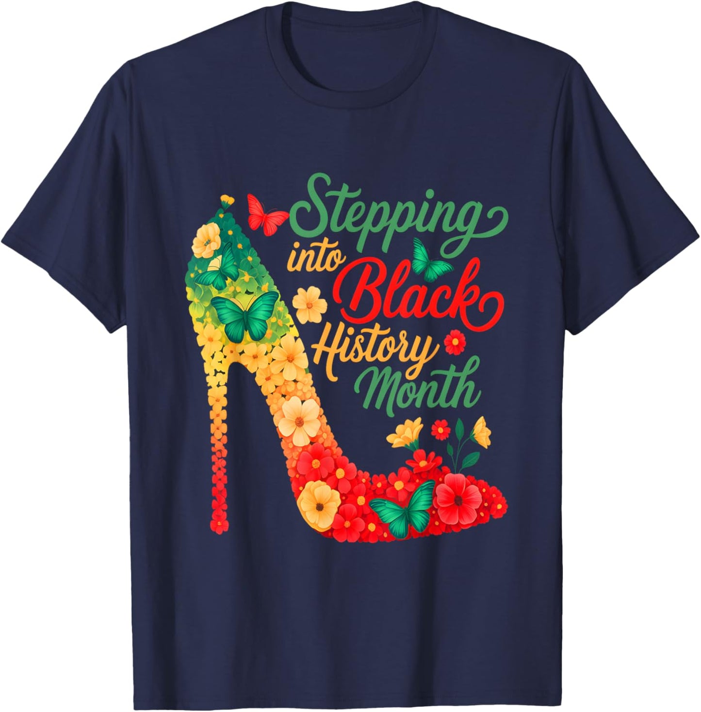 Stepping Into Black History Month High Heels Girls T-Shirt - T-Shirt | Navy