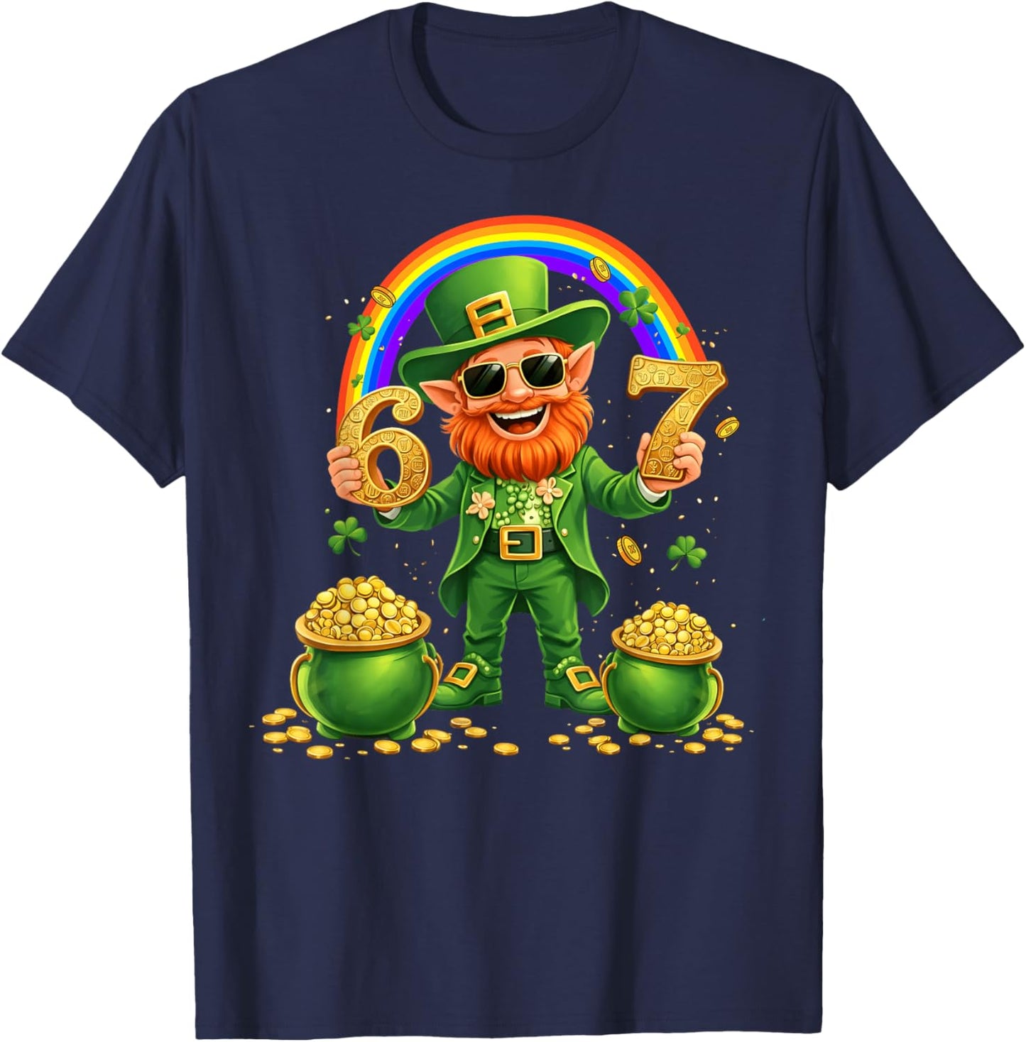St Patricks Day Leprechaun Rainbow Funny 67 Boy Girl Irish T-Shirt - T-Shirt | Navy