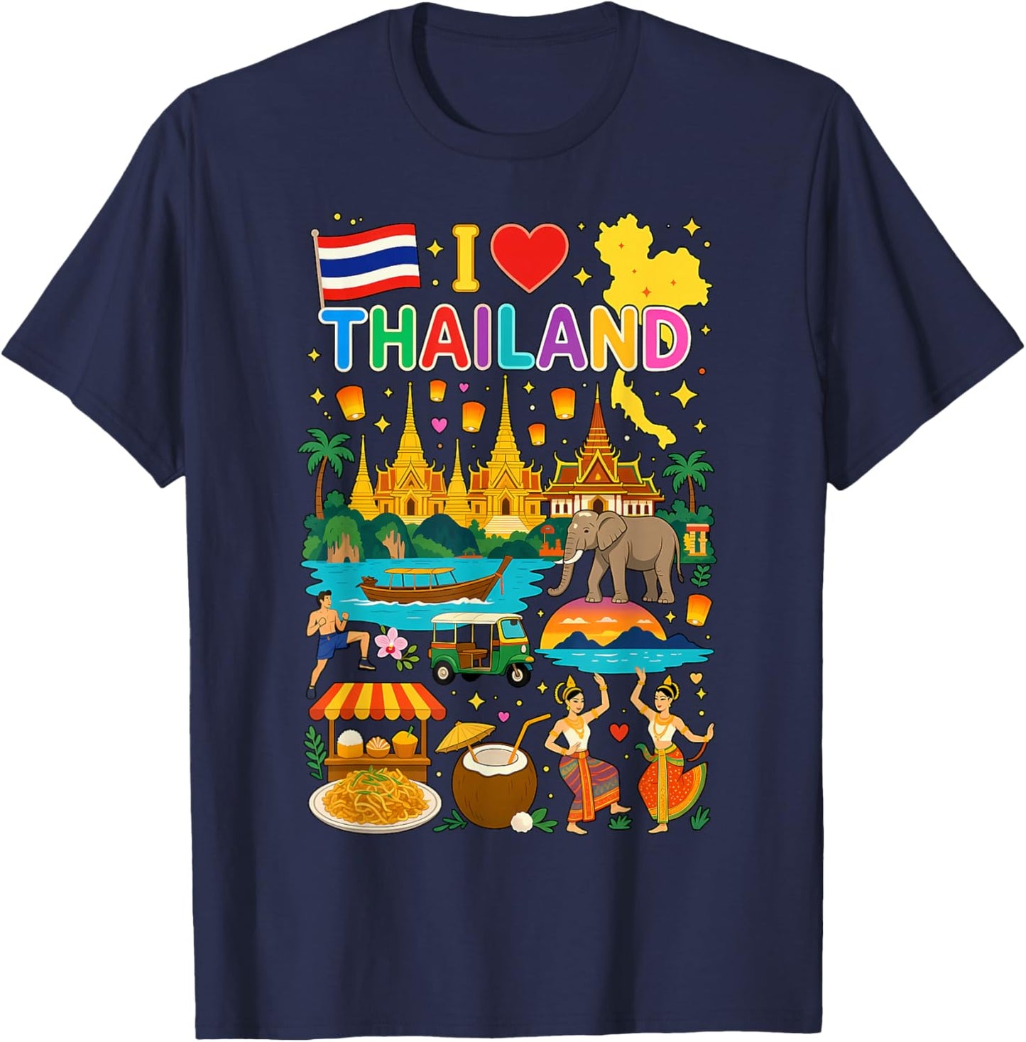 I Love Thailand Travel Thai Culture T-Shirt - T-Shirt | Navy