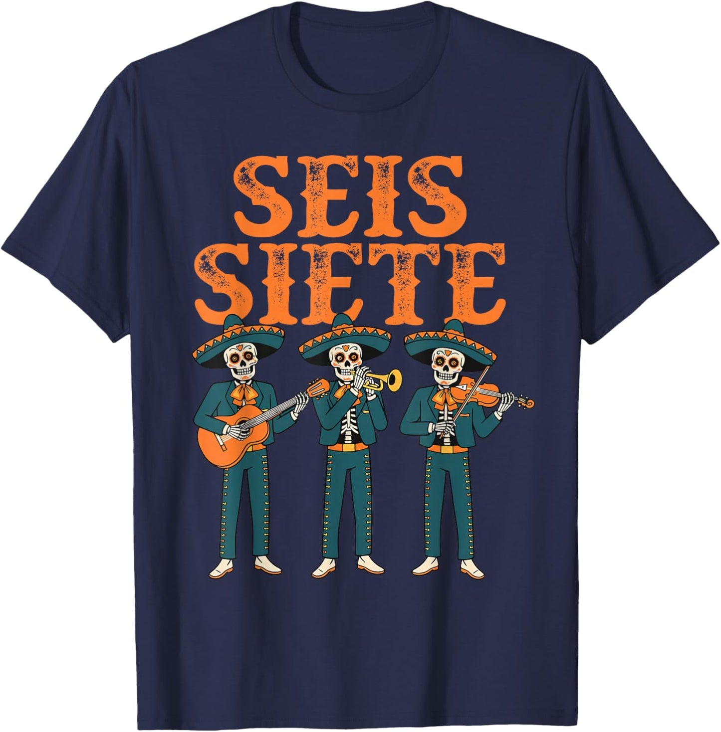 SEIS Siete Shirt Funny Six Seven 67 Meme Mexican T-Shirt - T-Shirt | Navy