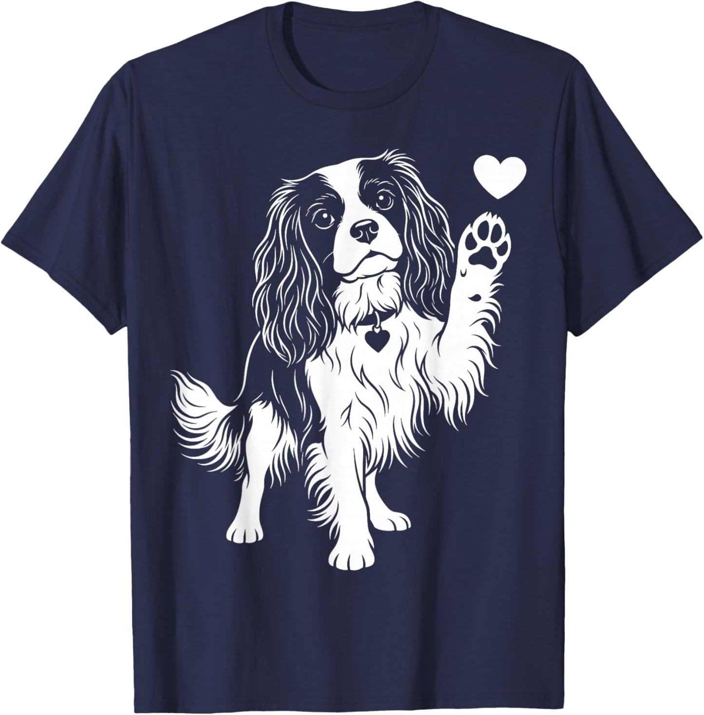 Cute Cavalier King Charles Spaniel Heart T-Shirt - T-Shirt | Navy
