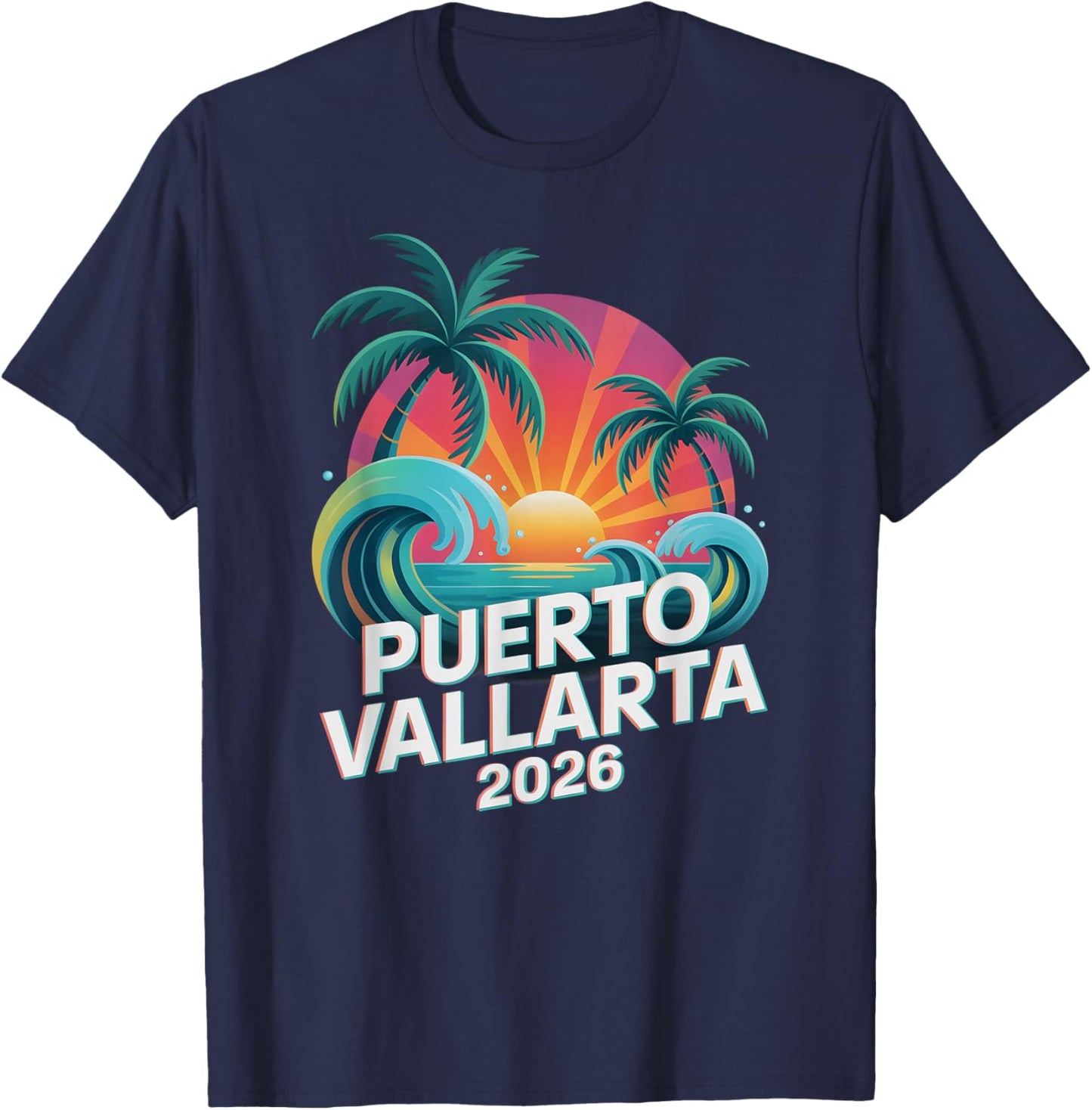 Vintage Puerto Vallarta 2026 Vacay Best Ever Vacation T-Shirt - T-Shirt | Navy