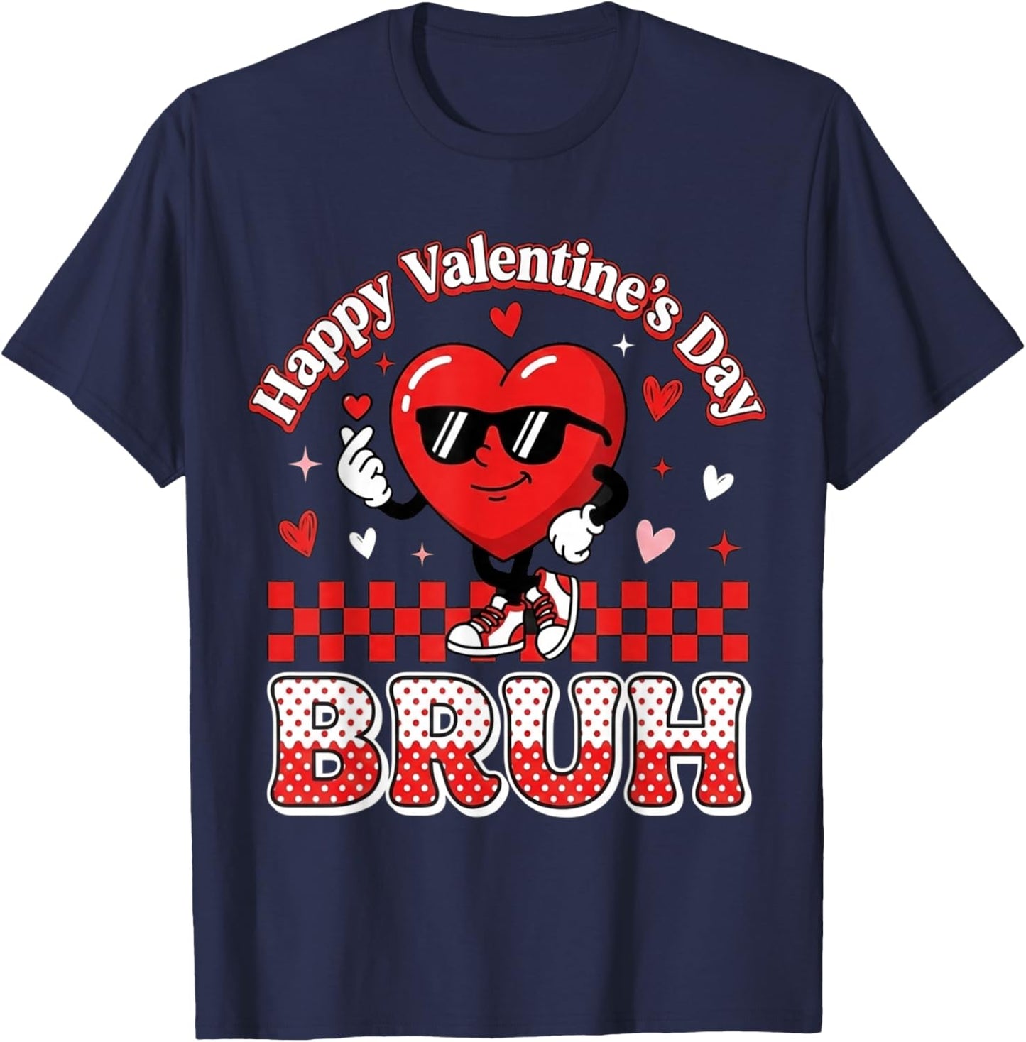 Happy Valentines Bruh Valentine Boys Hearts Kids Men T-Shirt - T-Shirt | Navy