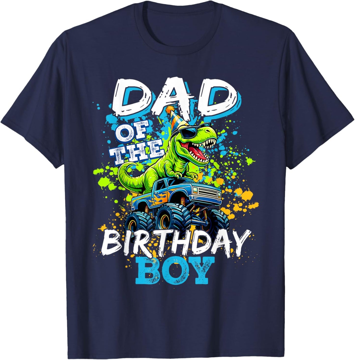 Dad of The Birthday Boy Dinosaur T-Shirt - T-Shirt | Navy