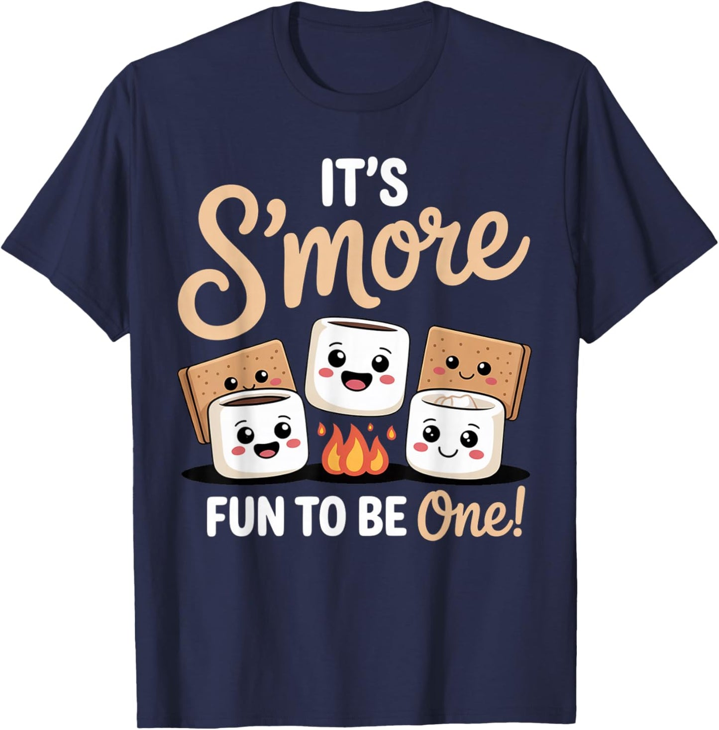 Birthday Campfire Marshmallow It's S'More Fun to Be One 1st T-Shirt - T-Shirt | Navy