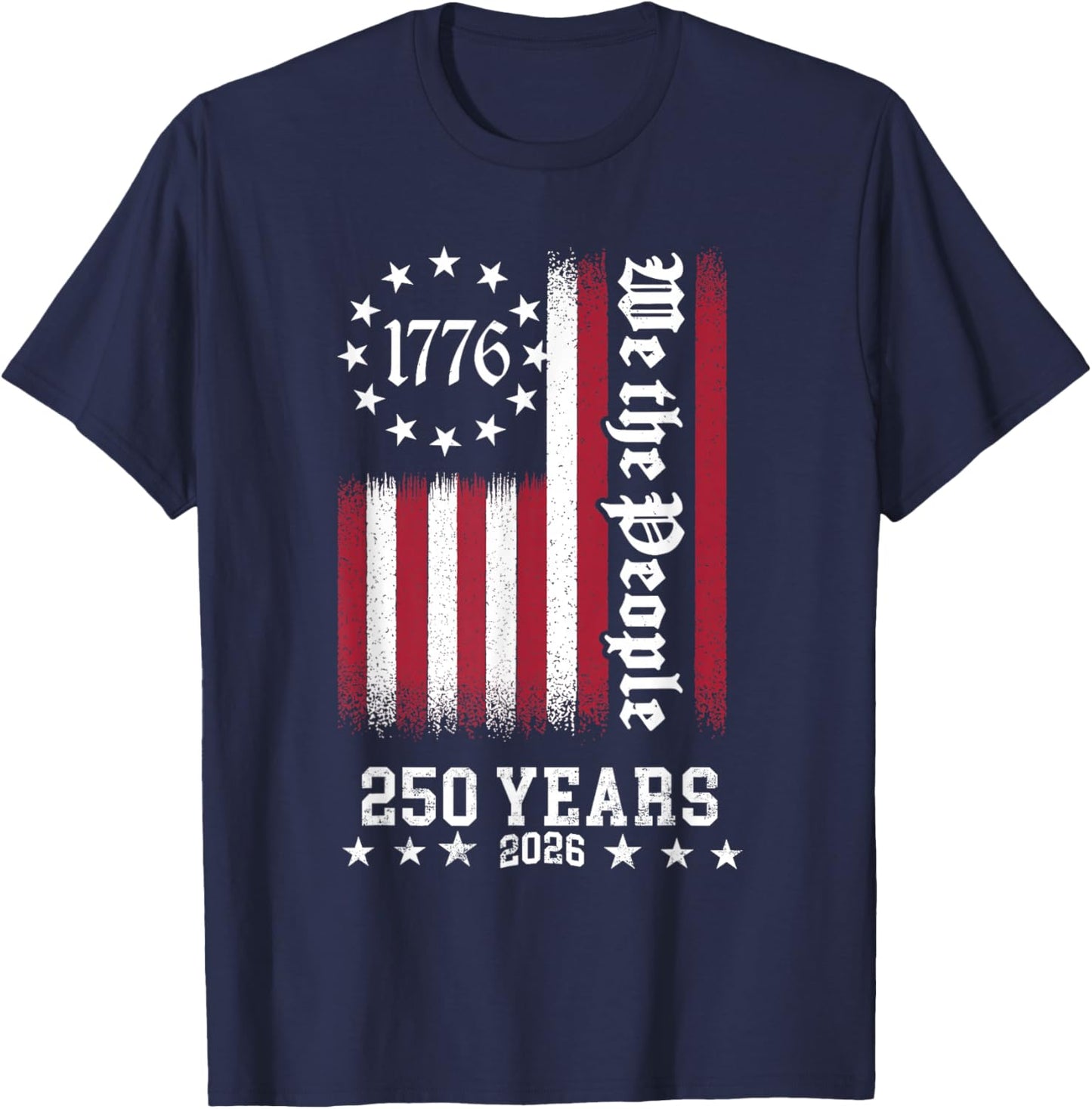 Vintage USA Flag 250th Anniversary Independence Day Freedom T-Shirt - T-Shirt | Navy
