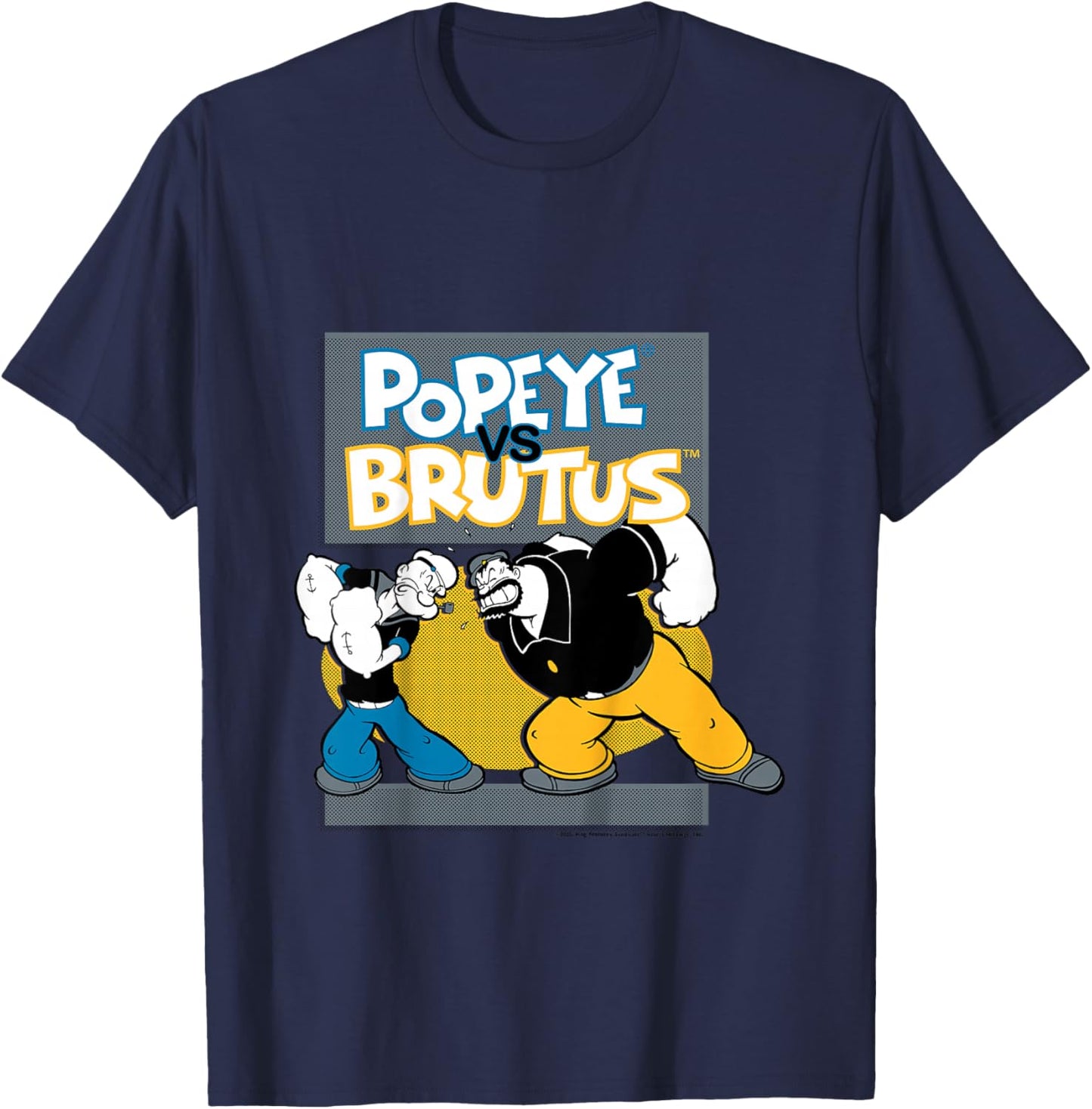 Popeye The Sailor Man Vs Brutus Bluto Retro Comic Kids T-Shirt - T-Shirt | Navy