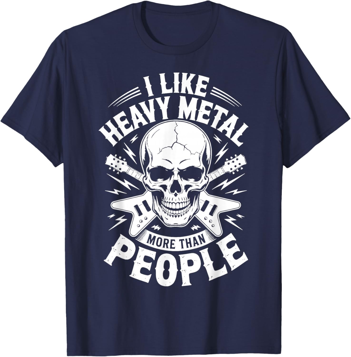 I Like Heavy Metal More Than People T-Shirt - T-Shirt | Navy