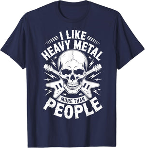 I Like Heavy Metal More Than People T-Shirt - T-Shirt | Navy