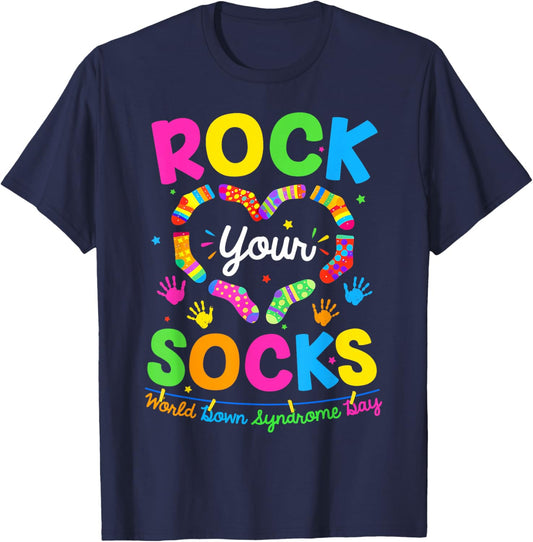 Rock Your Socks World Down Syndrome Awareness Day Women Kids T-Shirt - T-Shirt | Navy