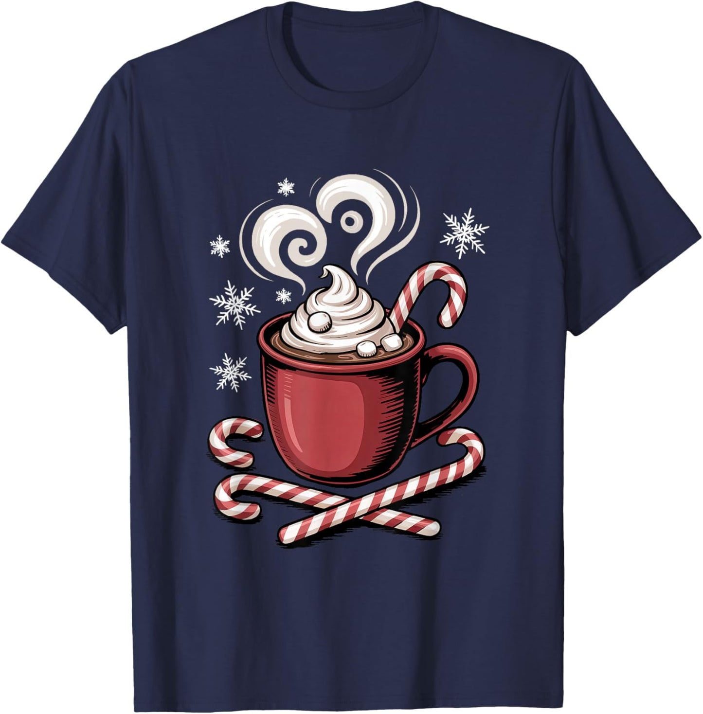 Hot Cocoa Cozy Christmas Candy Cane Lover Hot Chocolate T-Shirt - T-Shirt | Navy