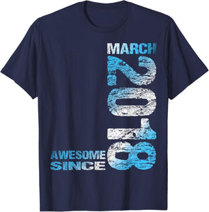 Awesome Since March 2018 8th Birthday T-Shirt - T-Shirt | Navy