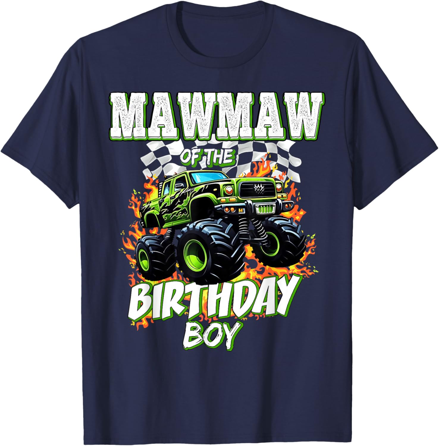 Mawmaw of The Birthday Boy Monster Truck Birthday Kids T-Shirt - T-Shirt | Navy