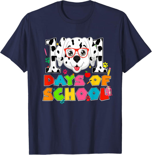 100 Days School Dabbing Dalmatian Dog Teachers Kids Teen T-Shirt - T-Shirt | Navy