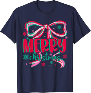 Retro Merry Christmas Coquette Xmas Holiday Woman Men T-Shirt - T-Shirt | Navy