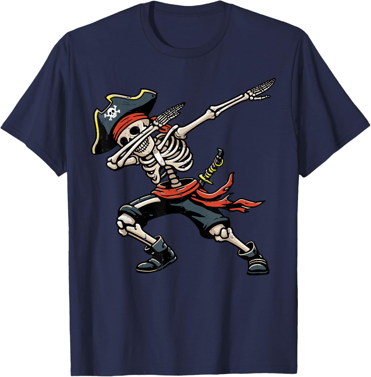 Dabbing Skeleton Pirate Funny Dance Costume Boys Kids Youth T-Shirt - T-Shirt | Navy