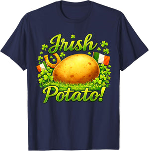 Irish Potato Shamrock Lucky Clover St. Patrick's Day T-Shirt - T-Shirt | Navy