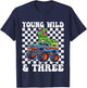 3rd Birthday Monster Truck Young Wild and Three 3 Year Old T-Shirt - T-Shirt | Navy
