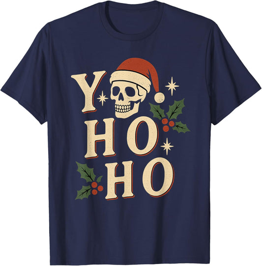 Yo-Ho-Ho Christmas Apparel Funny Pirate T-Shirt - T-Shirt | Navy