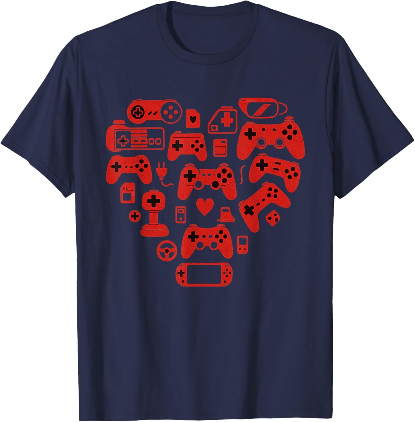 Boys Gamer Game Heart Valentines Day Lover Men Kids T-Shirt - T-Shirt | Navy
