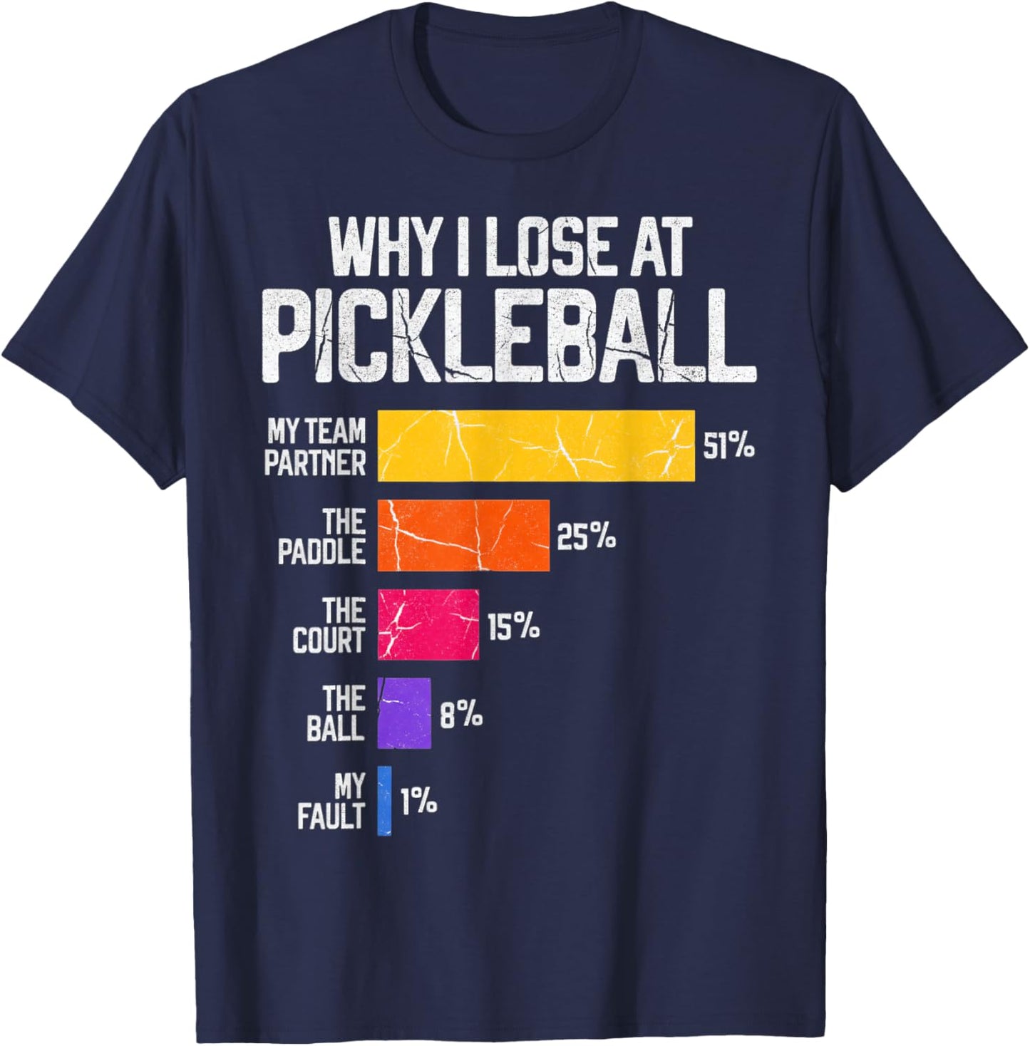 Why I Lose At Pickleball Player Paddleball Lover T-Shirt - T-Shirt | Navy