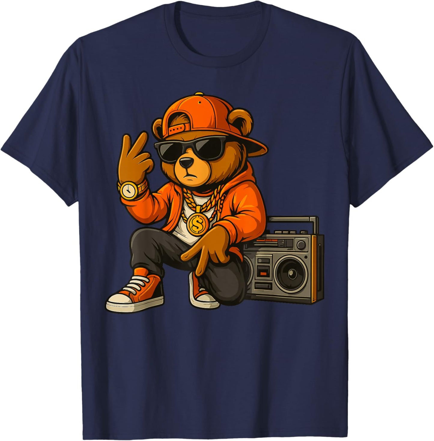 Hip Hop Teddy Bear T-Shirt - T-Shirt | Navy
