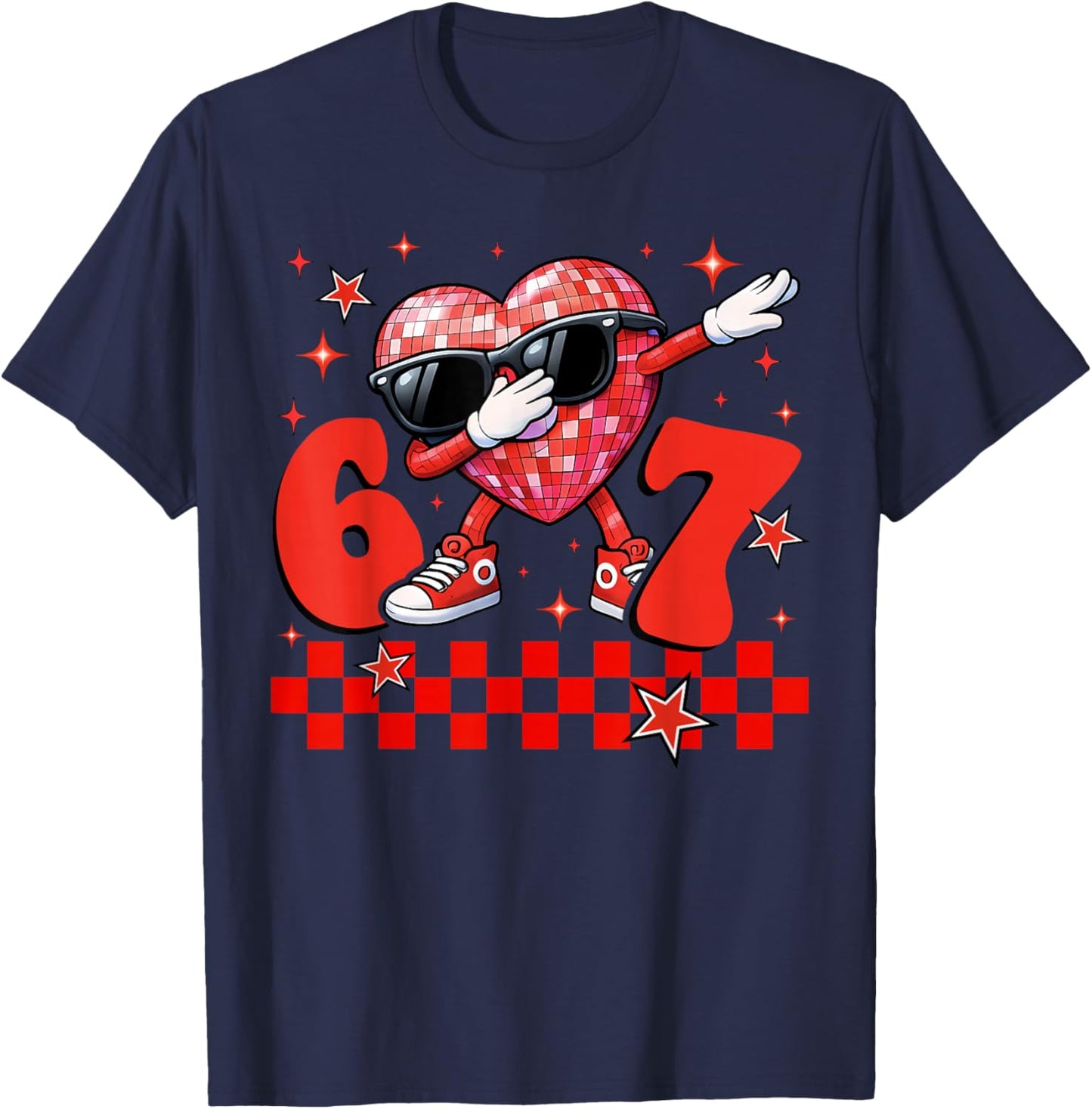 Valentines Day Funny 67 Dab Disco Heart Meme Boys Girls Kids T-Shirt - T-Shirt | Navy