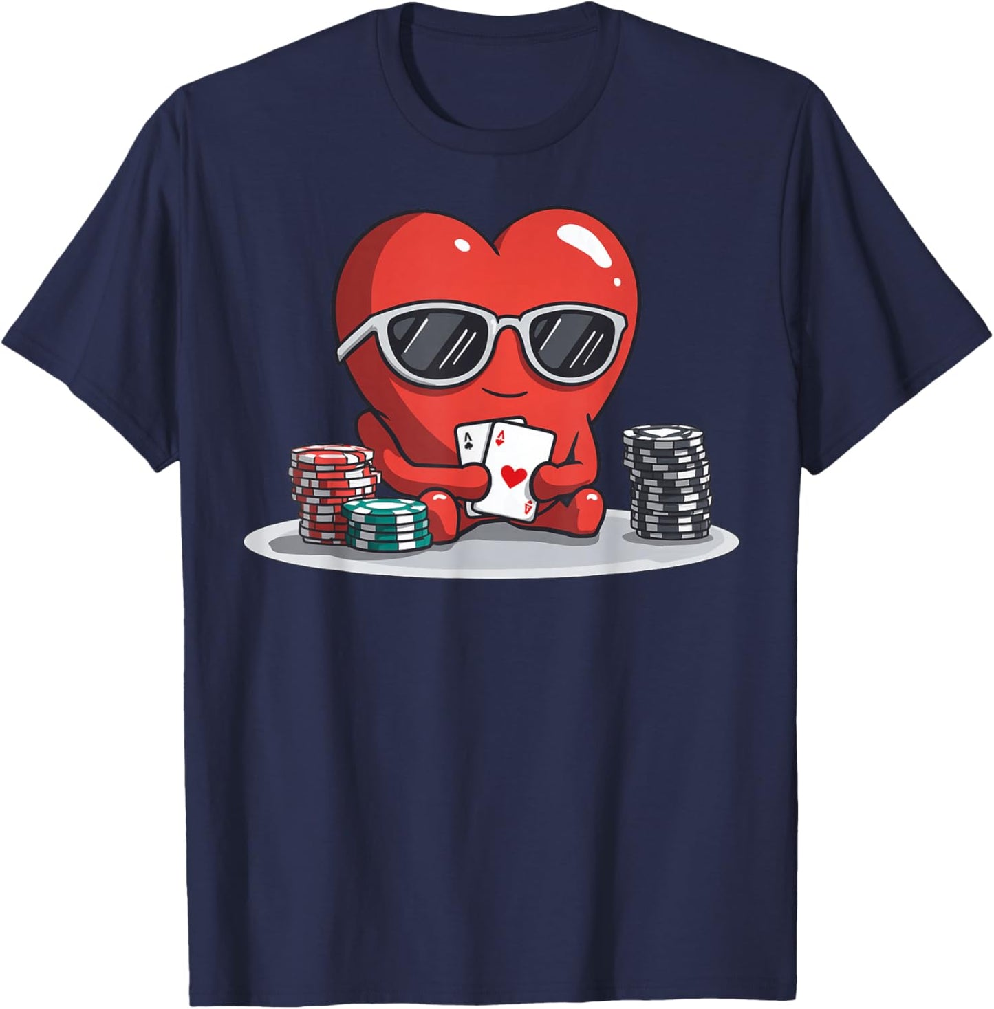 Poker Heart Player Casino Gambling Valentine's Day T-Shirt - T-Shirt | Navy