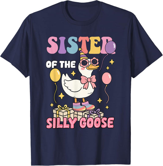 Sister of The Silly Goose 1st Birthday Family Matching T-Shirt - T-Shirt | Navy