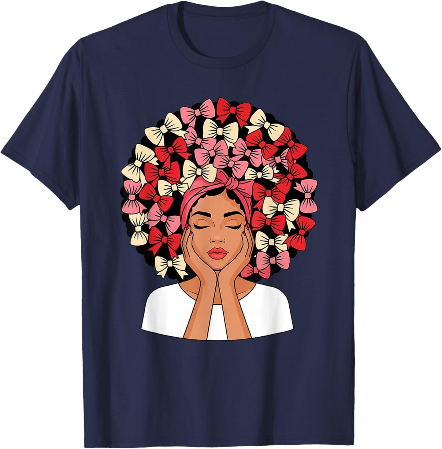 Valentine Day African American Coquette Women T-Shirt - T-Shirt | Navy