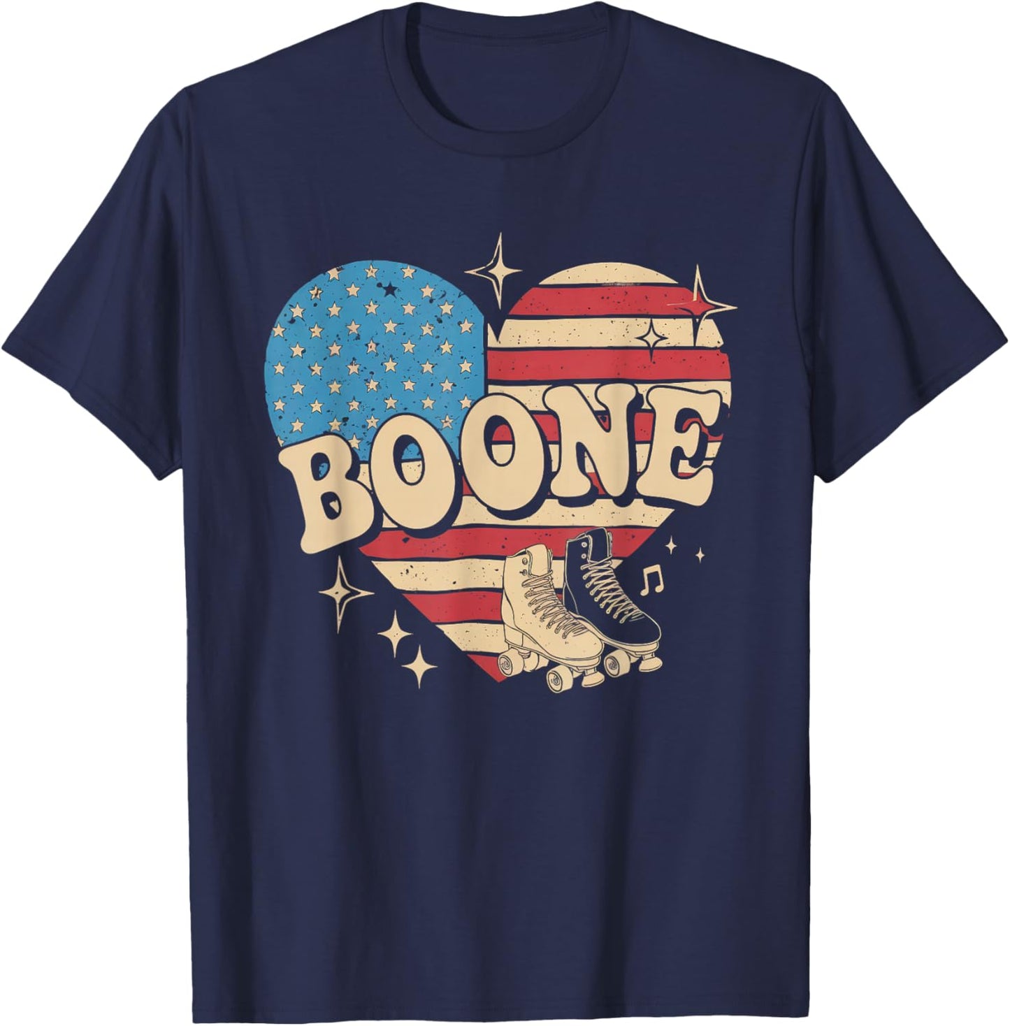 Boone Name American Flag 80's Vintage NC Retro T-Shirt - T-Shirt | Navy
