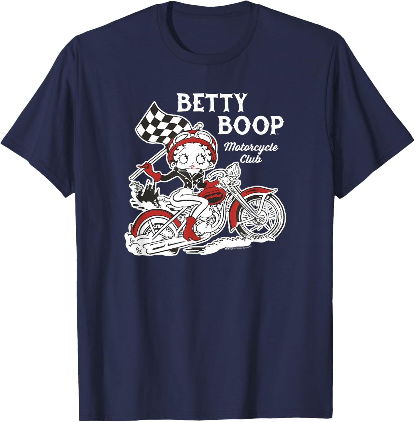 Betty Boop Motorcycle Club Biker Pinup Retro Cartoon T-Shirt - T-Shirt | Navy