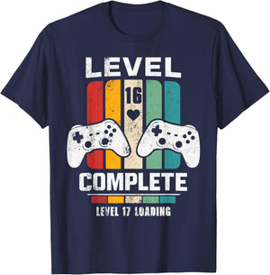 Vintage 16th Wedding Anniversary Him Her Level 16 Complete T-Shirt - T-Shirt | Navy