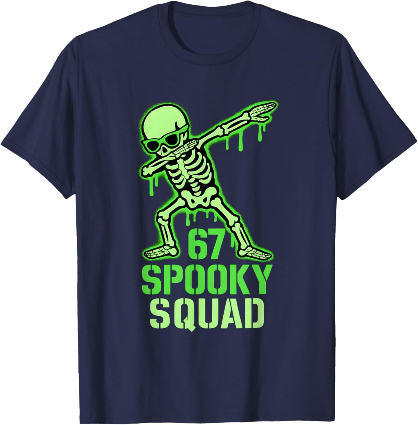 67 Meme Halloween Skeleton 6 7 Brainrot Six Seven Kids Boys T-Shirt - T-Shirt | Navy