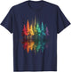 Trees & Nature Reflection, Outdoor, Forest & Wildlife T-Shirt - T-Shirt | Navy