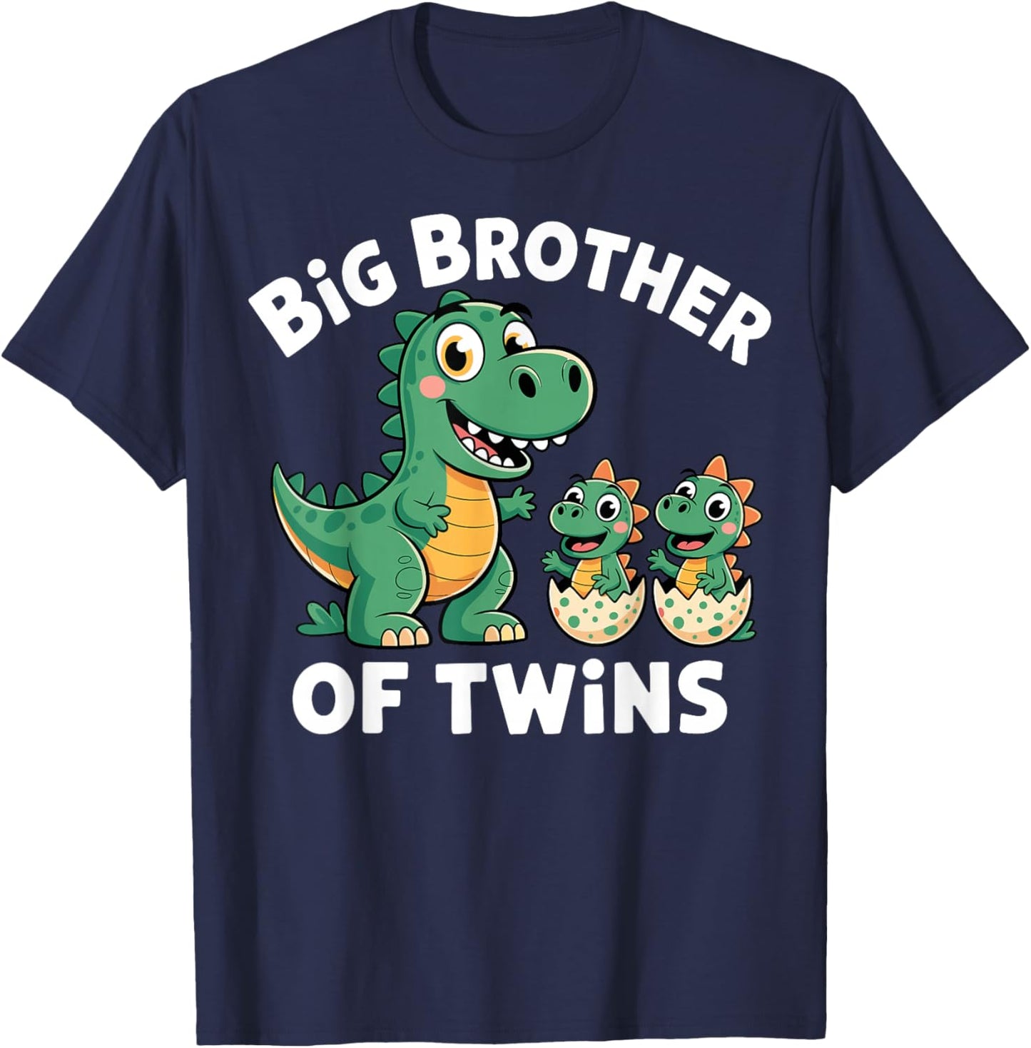 I'm Going to Be A Big Brother of Twins Dinosaur T-Shirt - T-Shirt | Navy