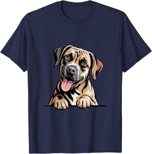 Cute Friendly Hand Drawn Illustration Cartoon Canine Boxador T-Shirt - T-Shirt | Navy